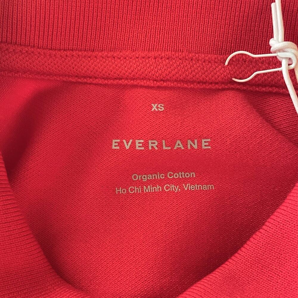 NWT Everlane‎ Organic Cotton Knit Polo Womens Size XS Red Banded Hem & Sleeves. - Picture 7 of 8